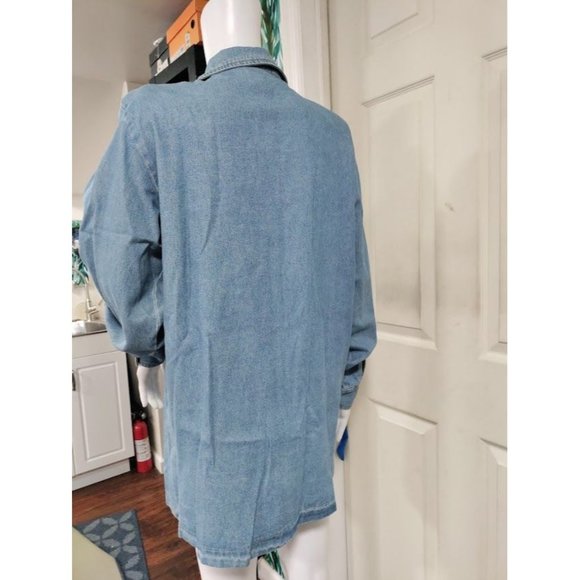 Vintage 80's Saint Germain Long Sleeve Notch Lapel Button Up Blue Denim Jacket M - Picture 3 of 16